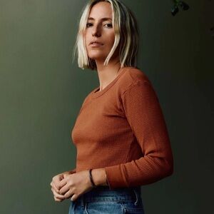 imogene + willie Rust Waffle Knit Long Sleeve Tee